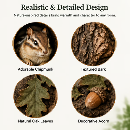 🔥 50% OFF LIMITED TIME – Hand-Carved Solid Wood Chipmunk Tree Hollow Door Topper | Rustic Woodland Décor