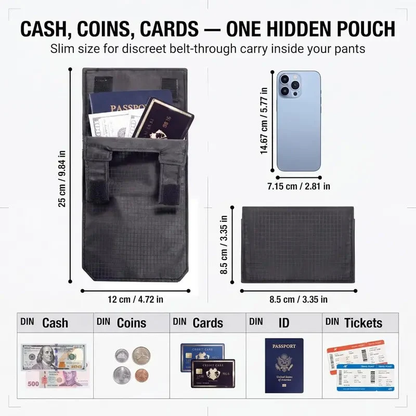 ✈️ Hidden Anti-Theft Passport Pouch – Slim Travel Security Belt Wallet for Cash, Cards & Documents