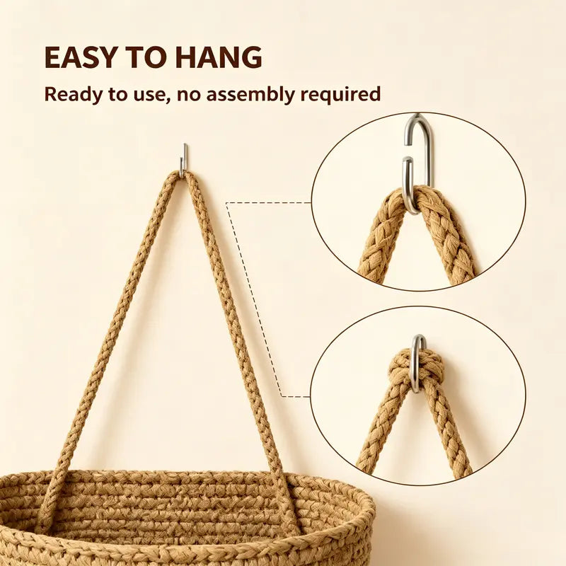 Woven Cotton 3-Tier Over theDoor Hanging Basket Organizer