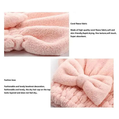 NATRAVOR™ Quick-Dry Hair Towel Wrap Set – Ultra-Absorbent Microfiber Drying Cap with Cute Bow for Frizz-Free Hair & Self-Care (2-Pack / 4-Pack)