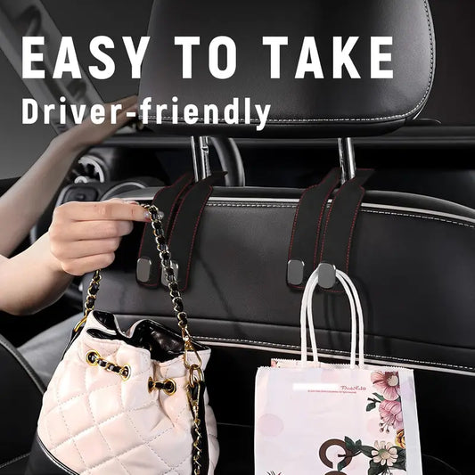 NATRAVOR™ 2-in-1 Suede Leather Car Seat Hook &Phone Holder