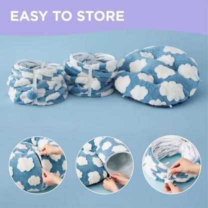 Cute Fuzzy Plush Pet Tunnel Bed with Blanket