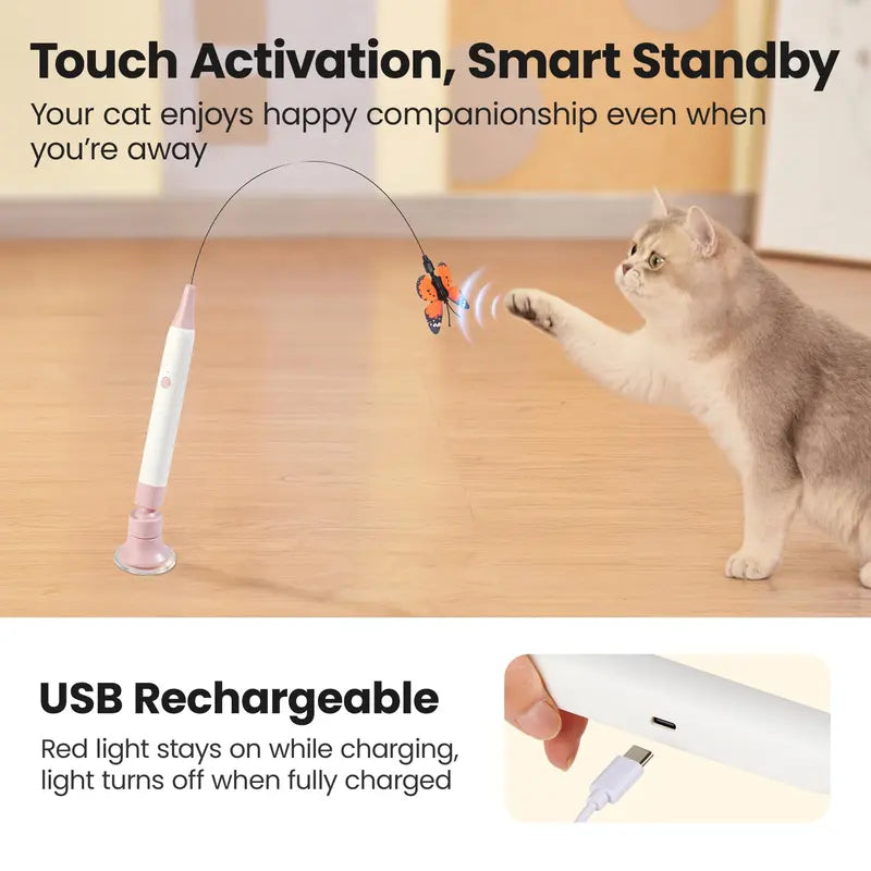 Spinning Butterfly Touch-Activated Electric Cat Toy