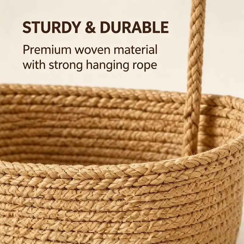 Woven Cotton 3-Tier Over theDoor Hanging Basket Organizer