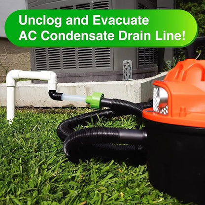 NATRAVOR™ HVAC & AC Drain Line Cleaner Tool – Universal Wet Vac Adapter for 1" Lines (Prevents Clogs & Water Damage)