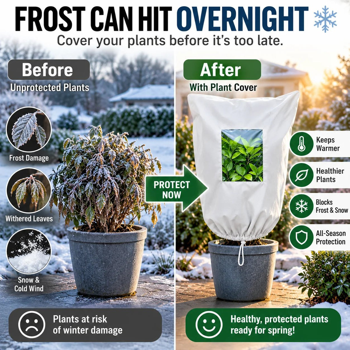 Breathable reusable plant frost protection cover