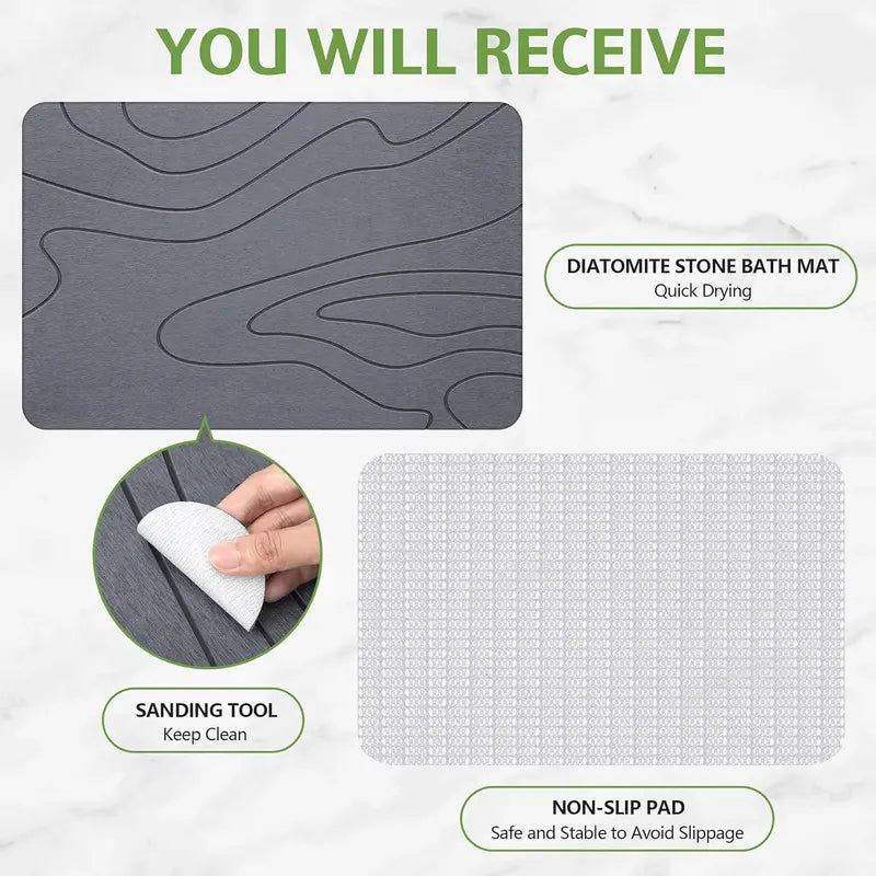 Natural Diatomaceous EarthSuper Absorbent Stone Bath Mat