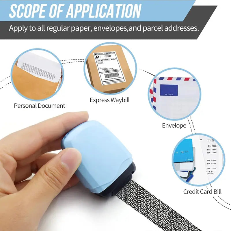 NATRAVOR™ Wide Identity Theft Protection Roller Stamp – Confidential Address Blocker & Privacy Security Stamp for Bills, Mail & Shipping Labels (1 Count)