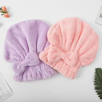 NATRAVOR™ Quick-Dry Hair Towel Wrap Set – Ultra-Absorbent Microfiber Drying Cap with Cute Bow for Frizz-Free Hair & Self-Care (2-Pack / 4-Pack)