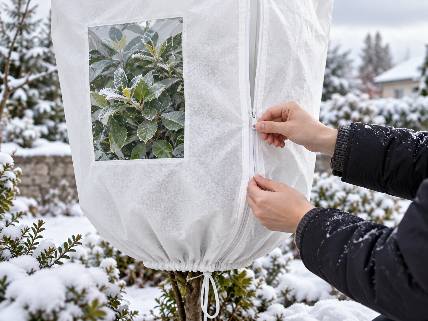 Winter Step 2 - Close the zipper on the frost protection cover